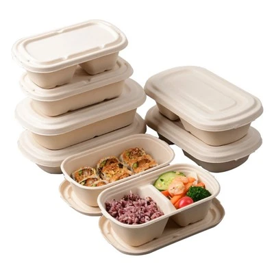 Bandeja de refeição biodegradável com tampa